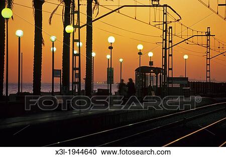 Train station. Vilassar de Mar. Barcelona, Catalunya. Spa View Large Photo Image Stock Image - Train station. Vilassar de Mar. Barcelona, Catalunya. Spa. Fotosearch