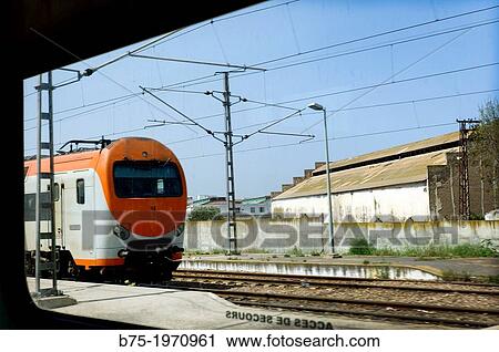 Train stopped at the platform of a station, Morocco, Africa View Large Photo Image Stock Image - Train stopped at the platform of a station, Morocco, Africa. Fotosearch