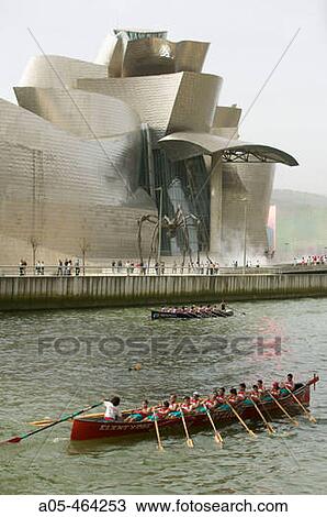 Trainera in r? a del Nervi? n and Museo Guggenheim. Bilbao. Bizkaia. Euskadi. Spain. View Large Photo Image Stock Image - Trainera in r? a del Nervi? n and Museo Guggenheim. Bilbao. Bizkaia. Euskadi. Spain.. Fotosearch