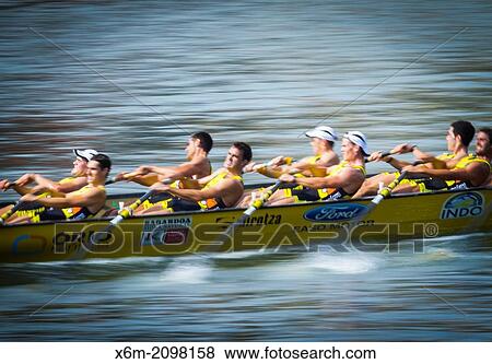 Stock Photo - Trainera regatta in Portugalete. Biscay, Basque Country, Spain.. Fotosearch