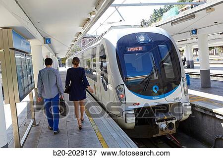 Trains. Commuter Train Station. Euskotren. Easo Square. Donostia. San Sebastian. Basque Country. Spain. View Large Photo Image Stock Photo - Trains. Commuter Train Station. Euskotren. Easo Square. Donostia. San Sebastian. Basque Country. Spain.. Fotosearch