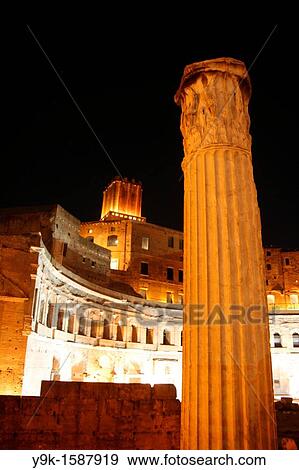 Trajan's Market forum at night in Rome, Italy View Large Photo Image Stock Photo - Trajan's Market forum at night in Rome, Italy. Fotosearch