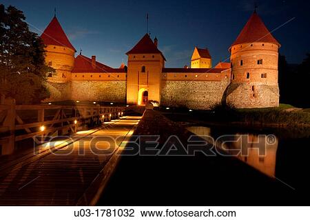 Trakai Island Castle in the lake Gatv?, Lithuania at dusk 14th century View Large Photo Image Stock Image - Trakai Island Castle in the lake Gatv?, Lithuania at dusk 14th century. Fotosearch