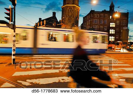 Stock Image - Tram, Amsterdam, Holland. Fotosearch