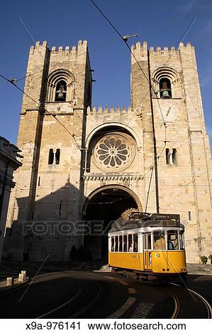 Tram and Cathedral, Lisbon, Portugal View Large Photo Image Stock Image - Tram and Cathedral, Lisbon, Portugal. Fotosearch