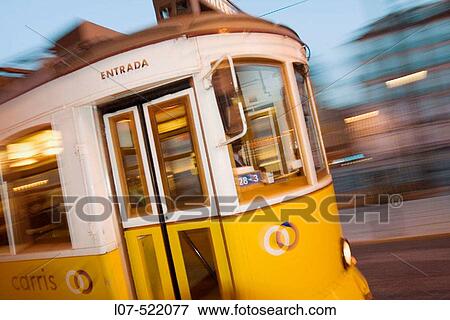Tram at night. Lisbon. Portugal View Large Photo Image Stock Photo - Tram at night. Lisbon. Portugal. Fotosearch