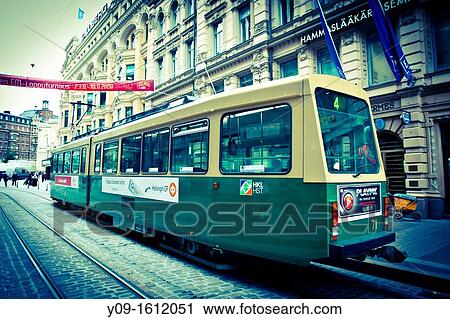 Tram, Helsinki, Uusimaa, Finland View Large Photo Image Stock Image - Tram, Helsinki, Uusimaa, Finland. Fotosearch