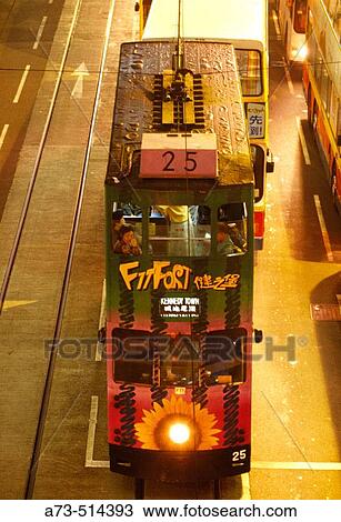 Tram in Des Voeux Road Central. Hong Kong Island. View Large Photo Image Stock Image - Tram in Des Voeux Road Central. Hong Kong Island.. Fotosearch