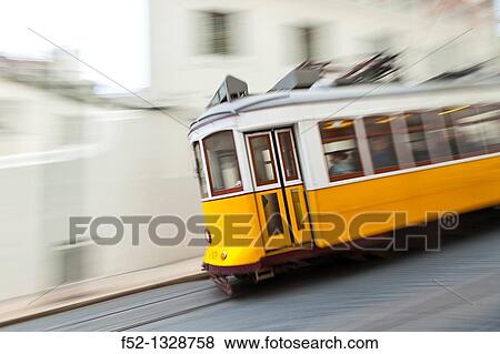 Tram in Rua de Sao Francisco, Chiado district, Lisbon, Portugal View Large Photo Image Stock Photo - Tram in Rua de Sao Francisco, Chiado district, Lisbon, Portugal. Fotosearch