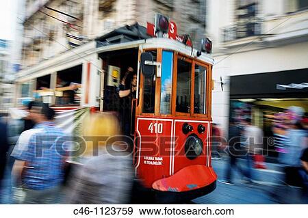 Tram. Istiklal Caddesi. Independence Street. Istanbul. Beyoglu quarter. Istanbul. Turkey. View Large Photo Image Stock Photo - Tram. Istiklal Caddesi. Independence Street. Istanbul. Beyoglu quarter. Istanbul. Turkey.. Fotosearch
