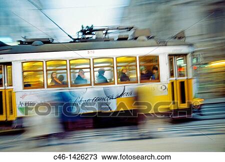 Stock Image - Tram Lisbon Portugal. Fotosearch