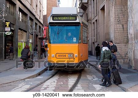 Tram, Milan, Lombardy, Italy View Large Photo Image Stock Image - Tram, Milan, Lombardy, Italy. Fotosearch
