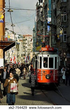 Tram Taksim-T? nel, Istanbul, Turkey View Large Photo Image Stock Photo - Tram Taksim-T? nel, Istanbul, Turkey. Fotosearch