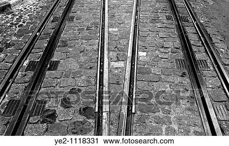Tram track, Lisbon, Portugal View Large Photo Image Stock Image - Tram track, Lisbon, Portugal. Fotosearch