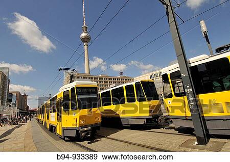 Trams in Alexanderplatz, Berlin, Germany View Large Photo Image Stock Photo - Trams in Alexanderplatz, Berlin, Germany. Fotosearch