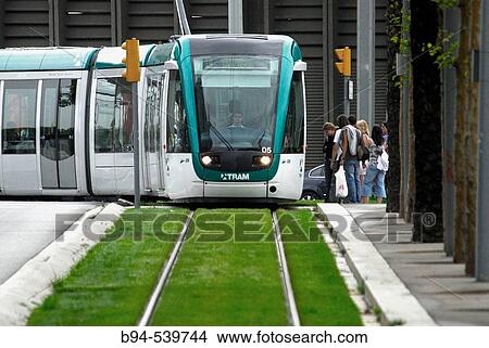 Tramway. Barcelona. Catalunya. Spain. View Large Photo Image Picture - Tramway. Barcelona. Catalunya. Spain.. Fotosearch