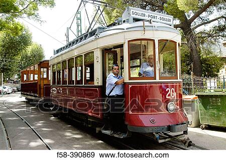 Stock Photo - Tramway from S? ller to Port de S? ller. Majorca. Balearic Islands. Spain. Fotosearch