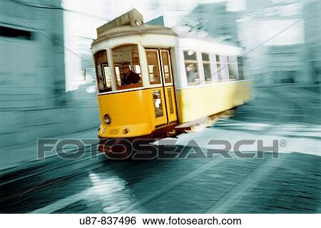 Tramway Lisbon Portugal View Large Photo Image Stock Photograph - Tramway Lisbon Portugal. Fotosearch