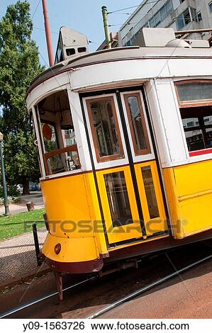 Tramway, Lisbon, Portugal View Large Photo Image Stock Photograph - Tramway, Lisbon, Portugal. Fotosearch