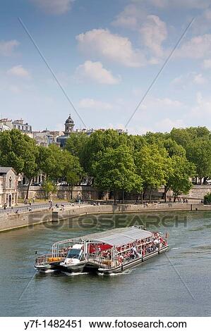 Travel boat on Seine, Paris, France View Large Photo Image Stock Image - Travel boat on Seine, Paris, France. Fotosearch