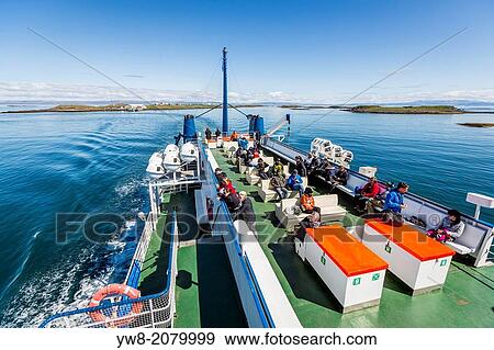 Traveling on a ferry boat named "Baldur" to Flatey Island, Borgarfjordur, Iceland. View Large Photo Image Stock Photo - Traveling on a ferry boat named "Baldur" to Flatey Island, Borgarfjordur, Iceland.. Fotosearch