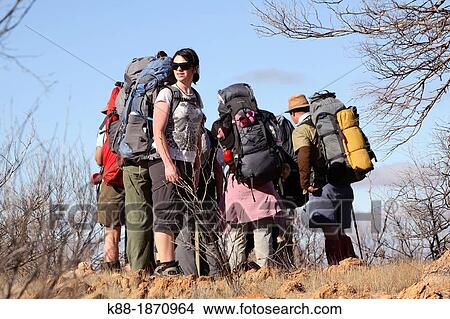Picture - Trekking on the Larapinta Trail West McDonnell Ranges, Central Australia. Fotosearch