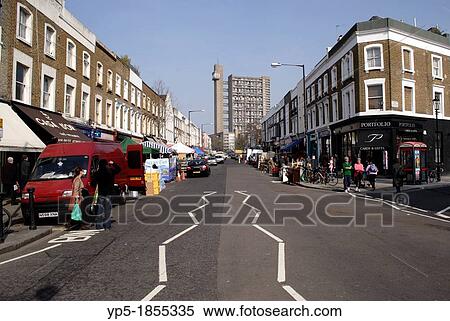 Stock Photography - Trellick Tower London view from Golborne Road North Kensington. Fotosearch
