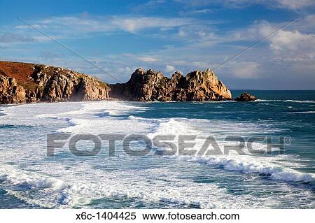 Treryn Dinas headland taken from the path to the Minack at Porthcurno England UK 2011 View Large Photo Image Stock Photography - Treryn Dinas headland taken from the path to the Minack at Porthcurno England UK 2011. Fotosearch