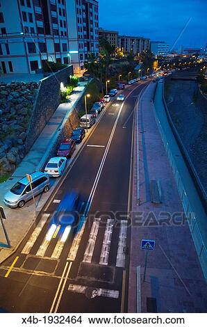 Picture - Tres de Mayo street at nightfall central Santa Cruz city Tenerife island Canary Islands Spain. Fotosearch