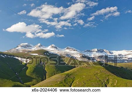 Stock Photograph - Tres Marias peaks, National Park of Ordesa and Monte Perdido, Huesca, Spain.. Fotosearch