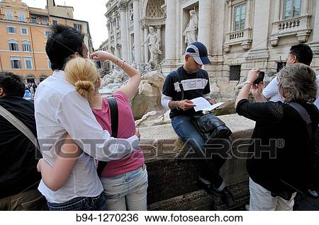 Stock Photograph - Trevi Fountain. Baroque style. Nicola Salvi 1732-1762. Rome, Italy.. Fotosearch