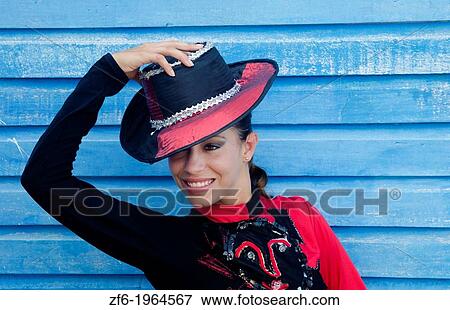 Trinidad Cuba dancer in costume against wall and smile. View Large Photo Image Stock Photo - Trinidad Cuba dancer in costume against wall and smile.. Fotosearch