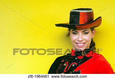 Trinidad Cuba dancer in costume and hat against yellow wall and smile. View Large Photo Image Stock Image - Trinidad Cuba dancer in costume and hat against yellow wall and smile.. Fotosearch