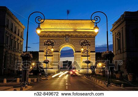 Triumphal Arch at dusk, Montpellier. Herault, Languedoc-Roussillon, France View Large Photo Image Stock Image - Triumphal Arch at dusk, Montpellier. Herault, Languedoc-Roussillon, France. Fotosearch