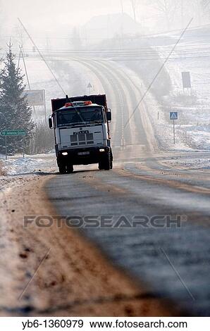 truck circulating on an icy road Jelenia gora, Poland View Large Photo Image Stock Photo - truck circulating on an icy road Jelenia gora, Poland. Fotosearch