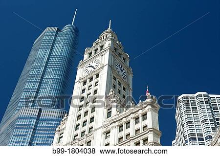 TRUMP TOWER WRIGLEY BUILDING NORTH MICHIGAN DRIVE DOWNTOWN CHICAGO ILLINOIS USA View Large Photo Image Stock Photo - TRUMP TOWER WRIGLEY BUILDING NORTH MICHIGAN DRIVE DOWNTOWN CHICAGO ILLINOIS USA. Fotosearch