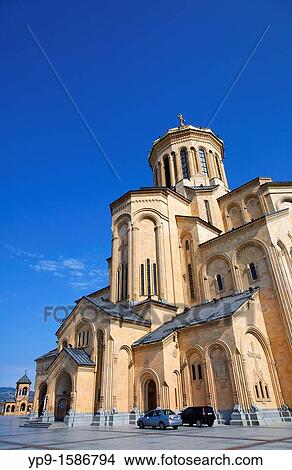 Picture - Tsminda Sameba Cathedral, Tbilisi, Georgia. Fotosearch
