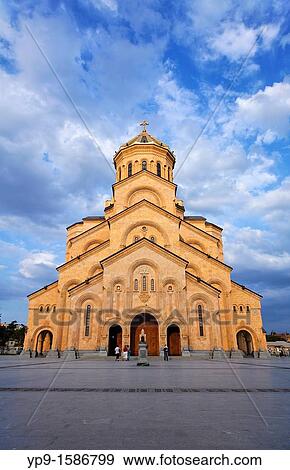 Tsminda Sameba Cathedral, Tbilisi, Georgia View Large Photo Image Stock Photo - Tsminda Sameba Cathedral, Tbilisi, Georgia. Fotosearch