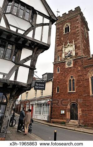 Tudor style The House that moved and St Mary Steps Church, Exeter, Devon county, England, United Kingdom, Europe. View Large Photo Image Stock Image - Tudor style The House that moved and St Mary Steps Church, Exeter, Devon county, England, United Kingdom, Europe.. Fotosearch