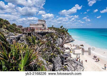 Tulum Archaeological Site and Beach, Quintana Roo, Mexico. View Large Photo Image Stock Photograph - Tulum Archaeological Site and Beach, Quintana Roo, Mexico.. Fotosearch