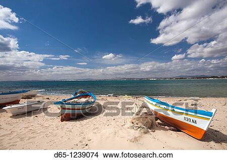 Tunisia, Cap Bon, Hammamet, fishing boats on beach View Large Photo Image Picture - Tunisia, Cap Bon, Hammamet, fishing boats on beach. Fotosearch