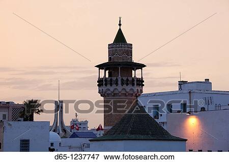 Tunisia, Tunis, Medina, Mosque of Youssef Dey, dusk View Large Photo Image Stock Photo - Tunisia, Tunis, Medina, Mosque of Youssef Dey, dusk. Fotosearch