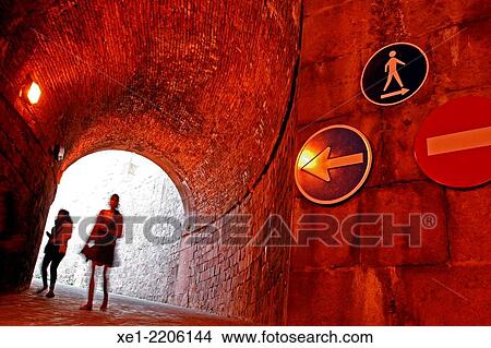 Tunnel, Montjuic Castle, Barcelona, Catalonia, Spain View Large Photo Image Picture - Tunnel, Montjuic Castle, Barcelona, Catalonia, Spain. Fotosearch