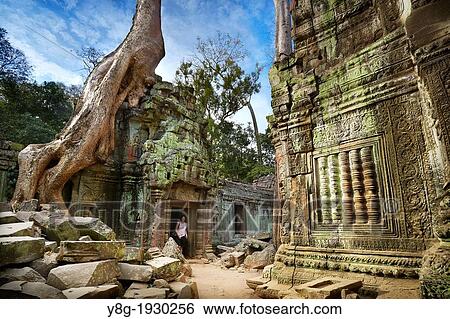 Turist exploring the Ta Prohm Temple, Angkor Temple Complex, Siem Reap Province, Cambodia, Asia View Large Photo Image Stock Photograph - Turist exploring the Ta Prohm Temple, Angkor Temple Complex, Siem Reap Province, Cambodia, Asia. Fotosearch