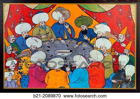 Turkey. 17th Century miniature. In Otttoman cuisine fresh and dried fruits were used to make a variety of puddings, compotes, preserves ans even savoury dishes such as stews and stuffed dishes. View Large Photo Image Stock Image - Turkey. 17th Century miniature. In Otttoman cuisine fresh and dried fruits were used to make a variety of puddings, compotes, preserves ans even savoury dishes such as stews and stuffed dishes.. Fotosearch