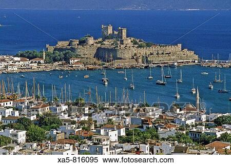 Turkey, Bodrum (or ancient Halicarnassus), the castle of the Knights of St John (background) View Large Photo Image Stock Photography - Turkey, Bodrum (or ancient Halicarnassus), the castle of the Knights of St John (background). Fotosearch