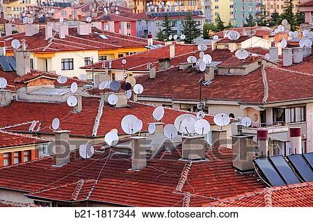 Turkey, Centrale Anatolia, telecommunication Sattelites dishes on the roofs, at Corum. View Large Photo Image Picture - Turkey, Centrale Anatolia, telecommunication Sattelites dishes on the roofs, at Corum.. Fotosearch