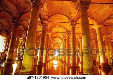 Turkey, Instanbul, Sunken Palace, Basilica Cistern, forest of columns View Large Photo Image Picture - Turkey, Instanbul, Sunken Palace, Basilica Cistern, forest of columns. Fotosearch