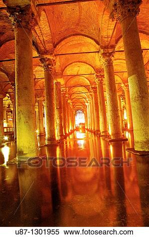 Turkey, Instanbul, Sunken Palace, Basilica Cistern, forest of columns View Large Photo Image Stock Photography - Turkey, Instanbul, Sunken Palace, Basilica Cistern, forest of columns. Fotosearch