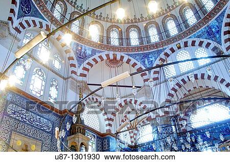 Stock Image - Turkey, Istanbul, interiors of the Rustem Pasa Mosque. Fotosearch
